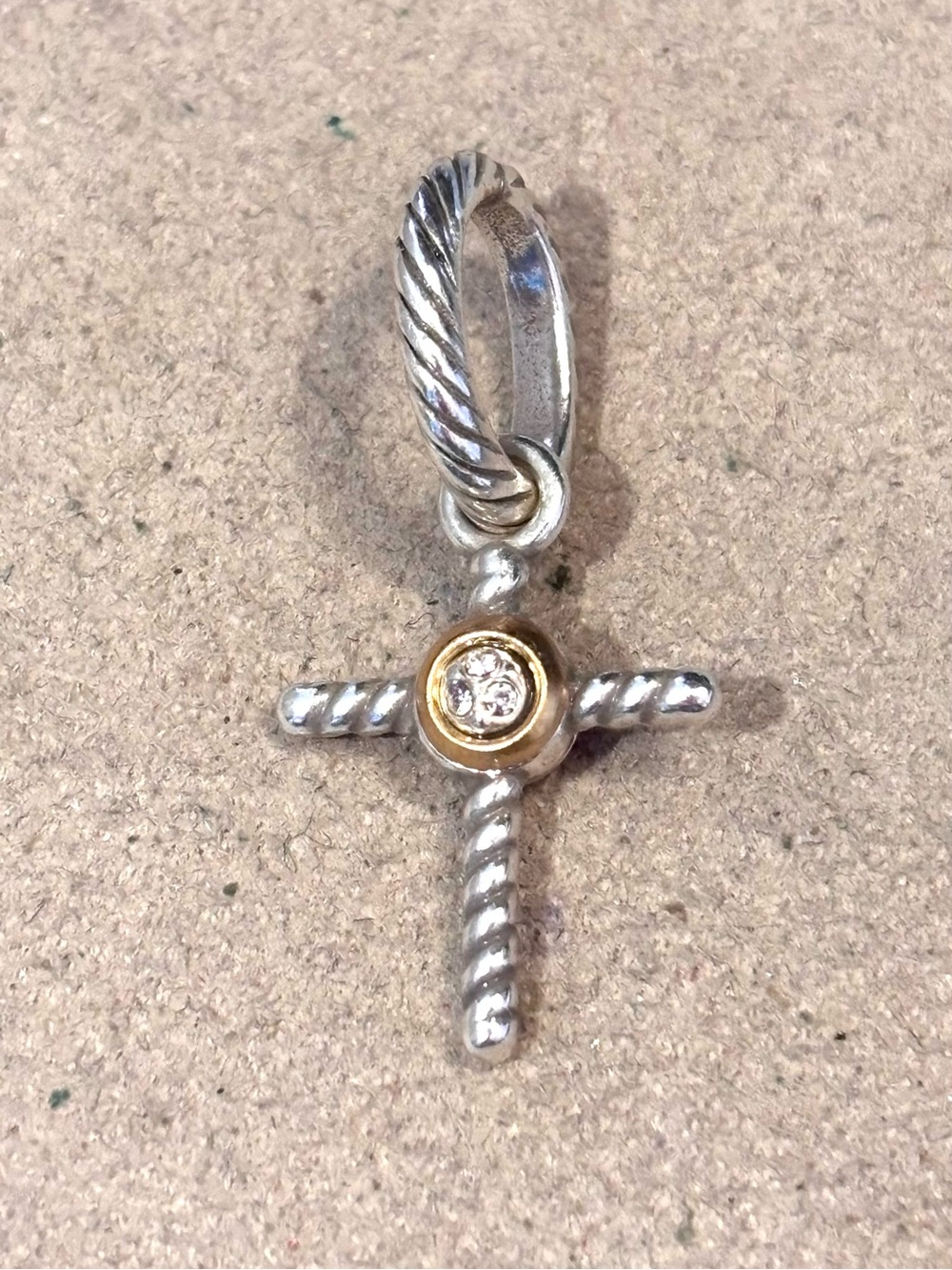 🆕Listing! Brighton cross charm in Silver with crystal and gold accents Retired - Picture 2 of 5